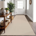 IOHOUZE Washable Runner Rug 3x10 Non Slip Rubber Backed Long Hallway Runner Entryway Runner Indoor, Kitchen Rugs Woven Cotton Floor Carpet for Hall Entrance, Cream/Beige
