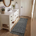 Collive Bathroom Runner Rug, 2' x 5' Modern Farmhouse Kitchen Runner Rug Hand-Woven Entryway Rugs Runners for Hallway, Black Boho Washable Laundry Carpet Indoor Front Door Mat for Bedroom Decor