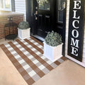 KILOCOCO Buffalo Plaid Checkered Rug 3x5 ft Brown and White Front Door Rug | Machine Washable Front Porch Rug, Outdoor Indoor Entryway Rug, Cotton Layered Doormat, Low Pile Rugs for Kitchen Patio