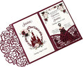 Burgundy 4.7x7 inch 50PCS Blank Quinceanera Invitations Kit