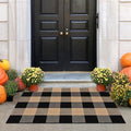 Buffalo Plaid Rug 2x3 Brown and Black Checkered Rug Grid Indoor Outdoor Doormat Porch Layering Carpet Cotton Woven Washable Area Mat for Patio Entryway Farmhouse Decor