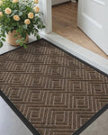 DEXI Front Door Mat Outside Entrance, Heavy Duty Entry Doormat Dirt Trapper with Rubber Back, Non Slip Low Profile Welcome Floor Mats for Entryway Exterior Patio, 32x48, Checkered Brown