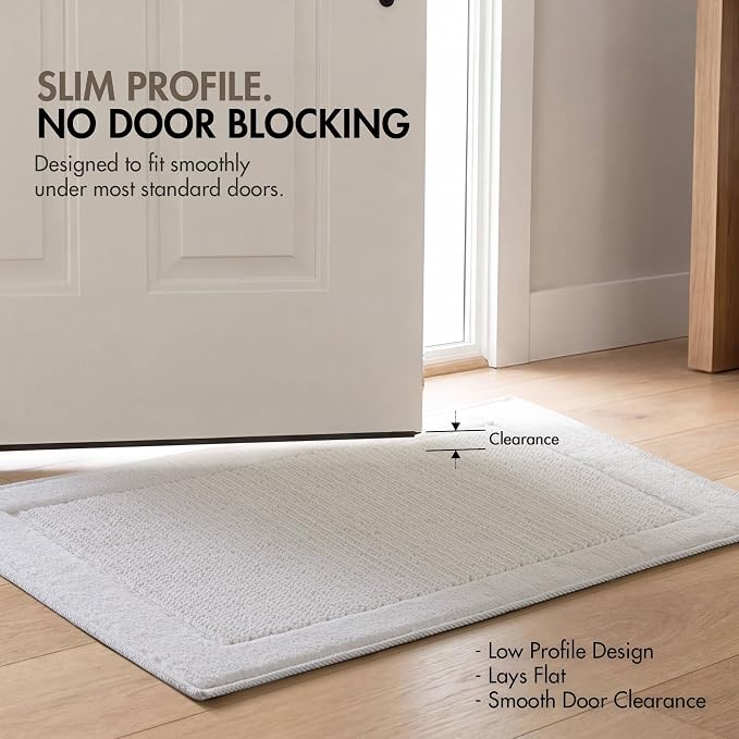 Madison Park Sanctuary 100% Cotton Non-Slip Bath Rug, 20x32 Inch, White | Low-Profile Woven Design, Ultra Soft Absorbent & Machine Washable, Ideal for Bathroom Bedroom and Entryway Decor