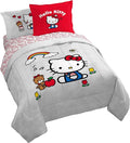 Sanrio Hello Kitty Queen Comforter Set 7 Piece Bedding for Girls, Grey | Bed in a Bag, Comforter Sheets Shams Pillowcases, Official Product, Soft Microfiber, Machine Washable, Girls Gift