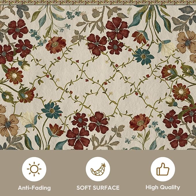 Artoid Mode Rustic Check Flower Spring Door Mat, Summer Home Decor Low-Profile Non-Slip Washable Throw Rug for Kitchen Entryway Front Door Bedroom Bathroom 2x3 Feet