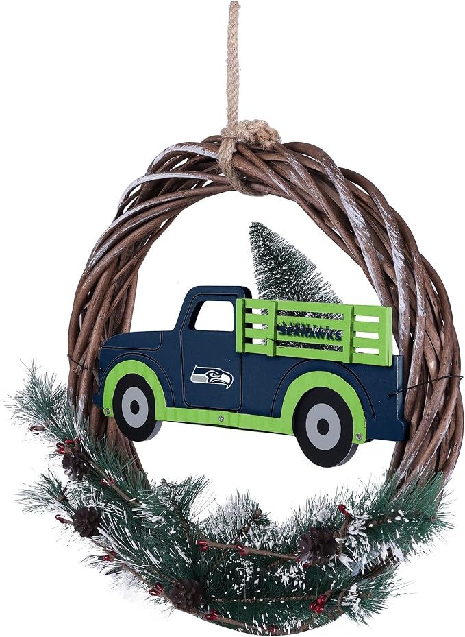 FOCO NFL Unisex-Adult NFL Team Logo Holiday Wreath with Truck