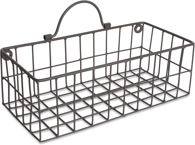 DII Farmhouse Vintage Décor, Wire Wall Basket, Assorted, Gray, 2 Piece