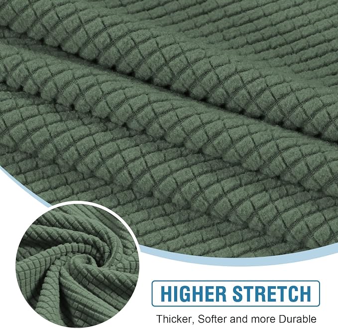 H.VERSAILTEX Sectional Couch Covers 1 Piece Chaise Slipcover L Shape Separate Cushion Couch Cover for Both Left/Right Sectional Couch (Seat Only: 1 Chaises, Loden Frost)