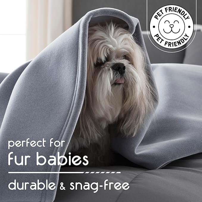 Vellux 1B07055 Original Insulating Core Hotel Style Solid blanket Machine Washable Soft Cozy Warm Pet Friendly Bed Sofa Blankets, Twin, Grey
