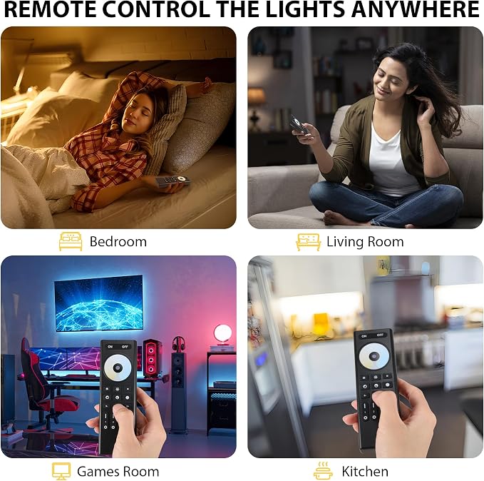 RC02RFB RF Remoter, 4-Zone 2.4G Handheld RF Remote Control Compatible with CCT LED Controller, 99ft Wireless Control 4 Channel Group Control for Home CCT LED Strip Lights
