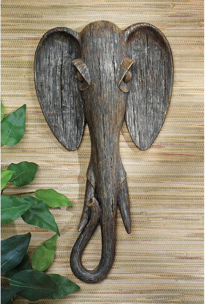 Design Toscano QS91812 Elephant Animal Mask of the Savannah Wall Decor Sculpture, Multicolored