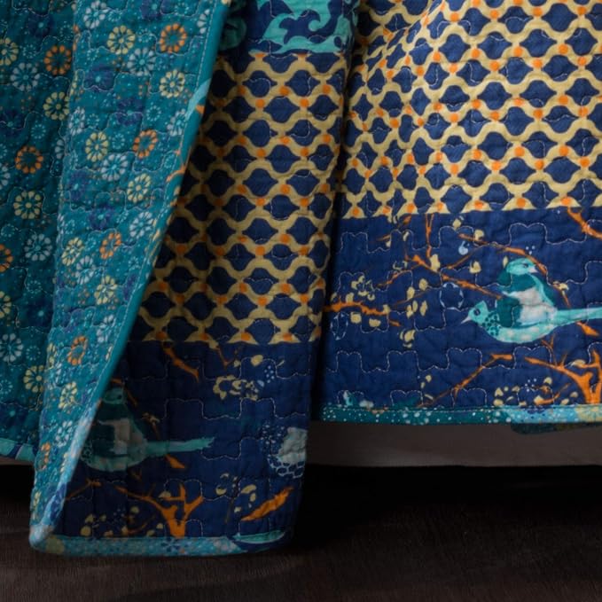 Lush Decor Royal Empire Reversible Cotton Throw Blanket, 50" W x 60" L, Peacock - Throw Blankets for Bed - Couch Blanket - Boho_Throw_Blanket for Couch (Pack of 8)