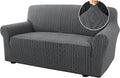 H.VERSAILTEX Couch Cover 1 Piece Stretch Sofa Covers Washable Furniture Covers Anti-Slip Soft Dogs Slipcovers Washable Upgrade Thick Jacquard Fabric with Spiral Pattern(58"-70", Grey)