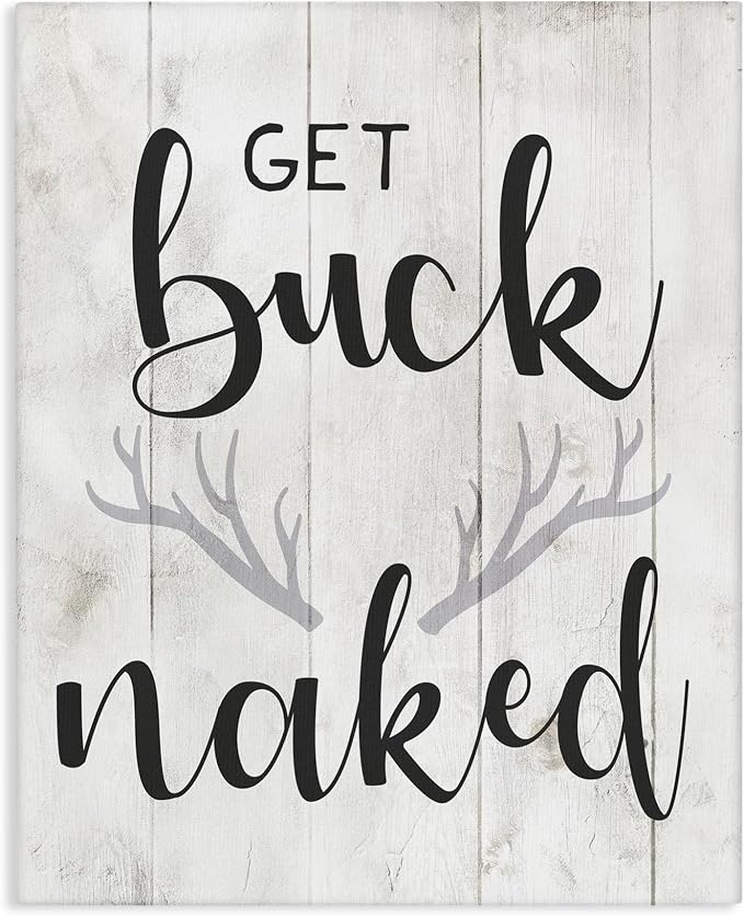 Stupell Industries Buck Naked Antlers Humor, 30 x 40 Inch Canvas Wall Art | Stupell Industries · By Lil' Rue · Ready to hang · Rustic novelty charm for cabin spaces · Made in USA