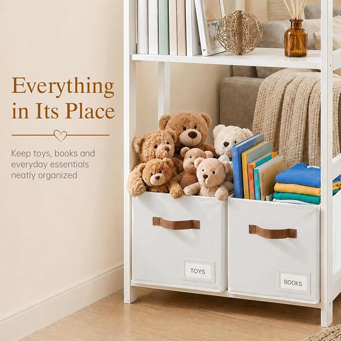 Storage Cubes 8 Pack, 11 Inch Fabric Storage Cubes Organizer Bins with Labels, Odor-Free & Sturdy PP Structure, Cubby Baskets for Closet, Shelves, Toys & Nursery (White)