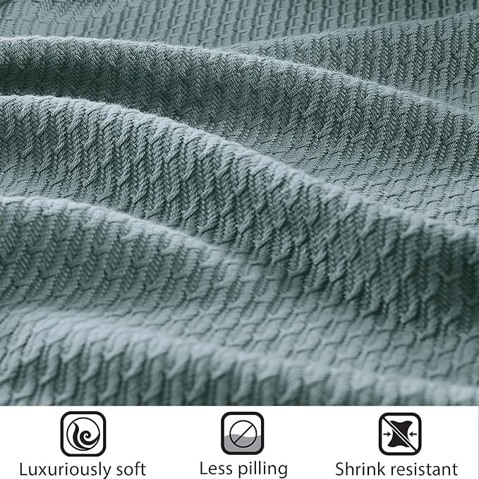 Madison Park 100% Egyptian Cotton King Size Bed Blanket for Summer Teal | Cozy Soft Breathable Durable, Waffle Weave Woven Casual, Lightweight Knit All Season Throw for Bed Couch or Sofa, OEKO TEX