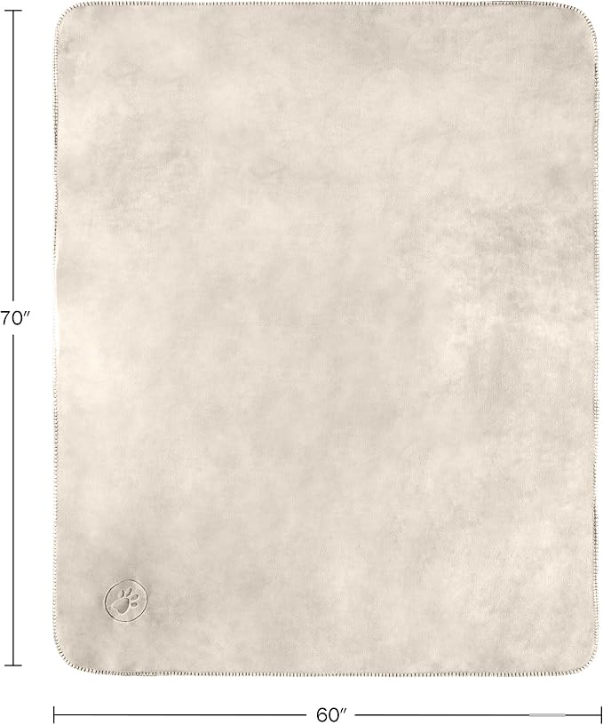 PETMAKER Dog Blanket, Cream, 60” x 70” | Reversible Sherpa Blanket - Throw Blankets for Bed, Couch, Crate, or Car - Machine Washable Puppy Essentials