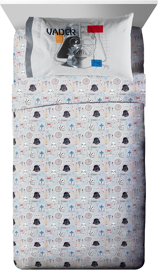 Star Wars Twin Comforter Set 5 Piece Soft Bedding for Boys, Dark Blue | Bed in a Bag, Comforter Sheets Sham Pillowcase, Official Product, Soft Microfiber, Machine Washable, Easy Care, Boys Gift