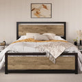 SHA CERLIN Heavy Duty Full Size Bed Frame with Modern Headboard, Brown | Platform Metal Base with Square Footboard and 13 Strong Slats Support, No Box Spring Needed