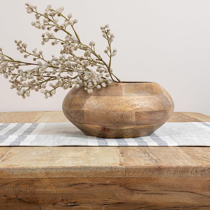Bloomingville Modern Round Wood Bowl, Natural Finish