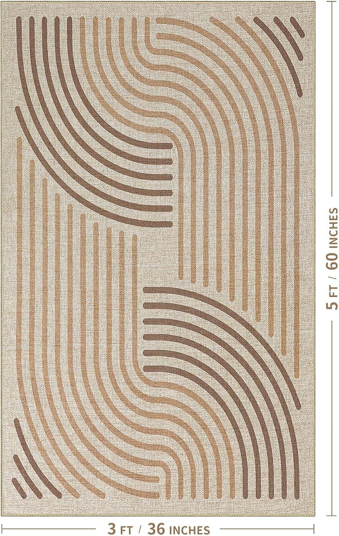 Easy Jute 3x5 Brown Outdoor Enterway Rug Machine Washable Mat