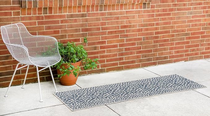 Unique Loom Jill Zarin Outdoor Collection Area Rug - Cape Town (2' x 5' 1'' Runner, Blue/ Olive)