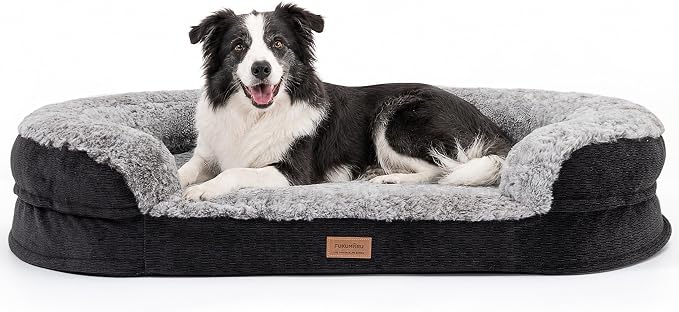 FUKUMARU Large Thickened Dog Couch Bed, Orthopedic, Waterproof & Washable | Heavy Duty Dog Sofa with 4" Extra-Thick Egg-Crate Foam, Relieves Joint Pressure, Fully Removable, Fits Medium to Large Dogs