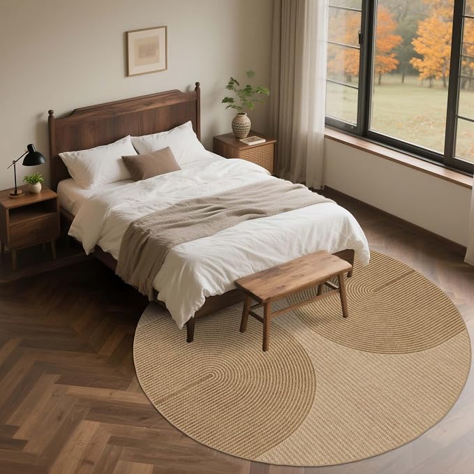 Easy Jute Rug for Pet Homes: 6x6 Outdoor Rug - Geometric Arch Pattern | Washable Design Cuts Your Cleaning Time by 75% and Maintain Shape and Texture after 50 Washes