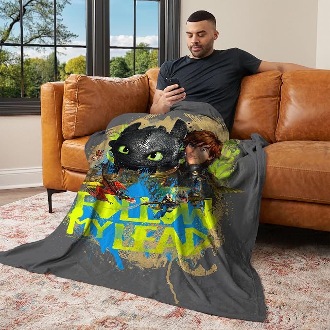 Northwest How to Train Your Dragon Follow My Lead Silk Touch Throw Blanket 40x50 inches