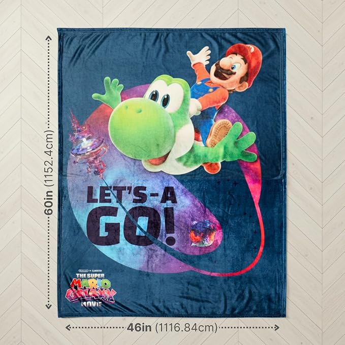 The Super Mario Galaxy Movie Throw Blanket, Yoshi, Soft Cozy Decorative Blanket for Couch, Bed, or Gaming Room (100% Officially Licensed Product) By Franco Collectibles