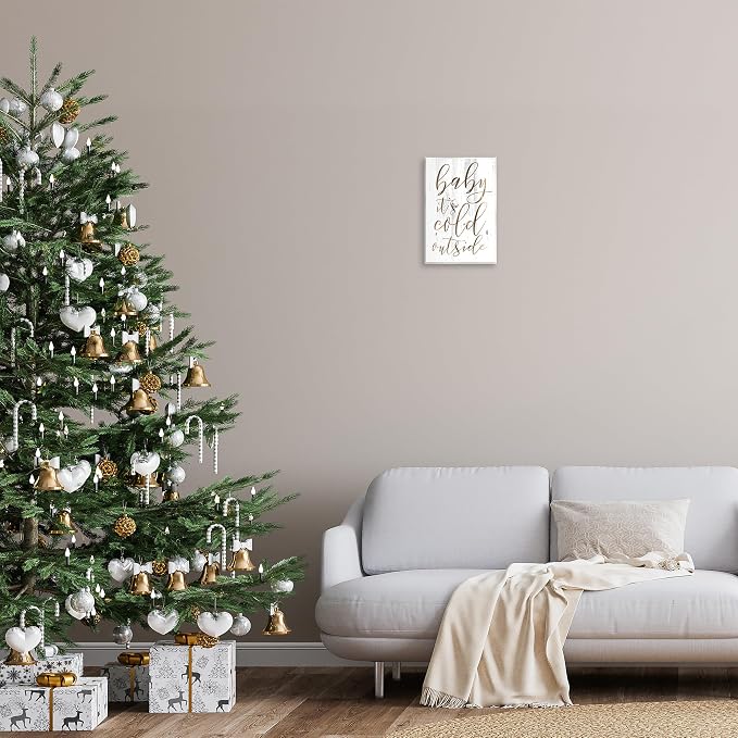 'Baby Its Cold Outside Cursive'| Wall Plaque Art | Stupell Industries | 10 x 15 Inches, Easy to Hang and Sturdy, Made in USA, by Lil' Rue