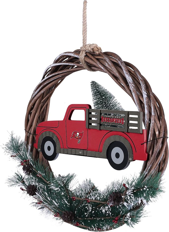 FOCO NFL Unisex-Adult NFL Team Logo Holiday Wreath with Truck