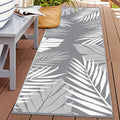 GENIMO Outdoor Rug, Waterproof Plastic Runner Rugs, 2.5'x8' Grey White | Outside Leaf Carpet Mat for Patio Decor, Porch, Deck, Balcony, Camping, RV, Picnic, Beach, Reversible, Foldable, Lightweight