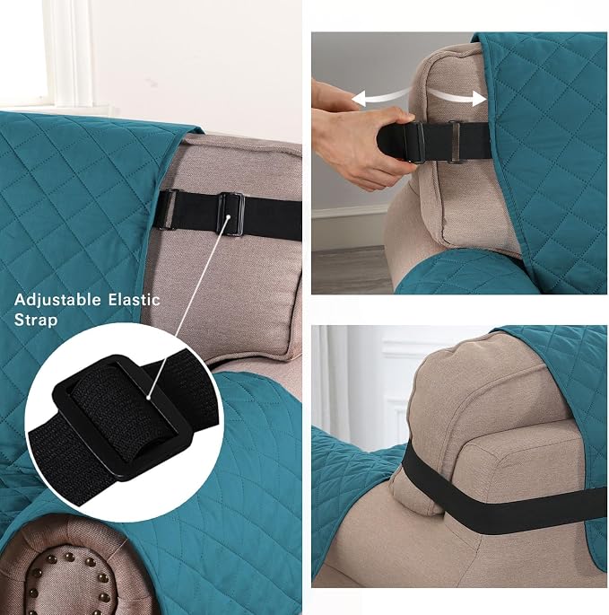 H.VERSAILTEX Reversible Couch Cover Sofa Cover for 3 Cushion Couch Water Resistant Dog Couch Protector Furniture Covers for Pets Non Slip Sofa Couch Cover with Elastic Strap(Sofa, Dark Teal/Beige)