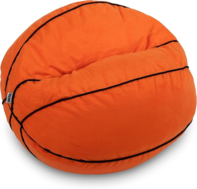 Big Joe Sports Ball Child-Sized Bean Bag Chair for Kids, Basketball Plush, Ultra-Soft Lightweight Polyester Blend, 2.5 Foot Refillable