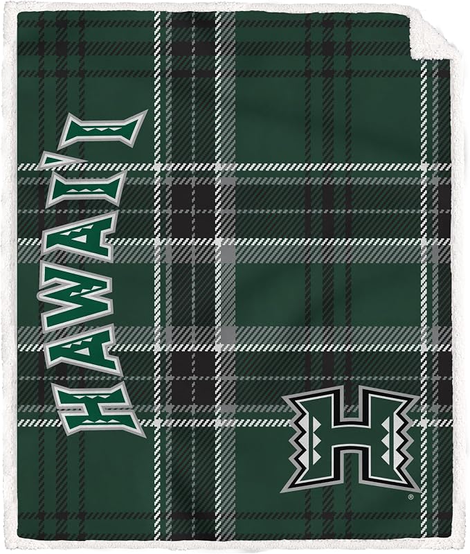 NCAA Hawaii Rainbow Warriors Playmaker Plaid Ultra Cozy Sherpa Throw