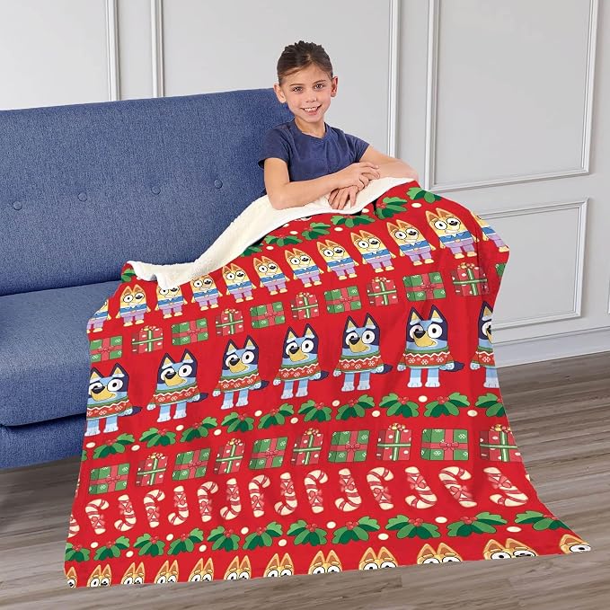 Northwest Bluey Silk Touch Sherpa Throw Blanket, 50" x 60", Christmas Sweater