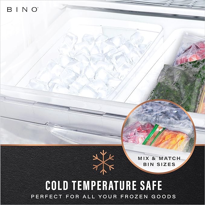 BINO Plastic Storage Containers, Small - 4 Pack THE LUCID COLLECTION, Multi-Use Organizer Bins Built-In Handles BPA-Free Clear, Fridge, Pantry & Home Organization