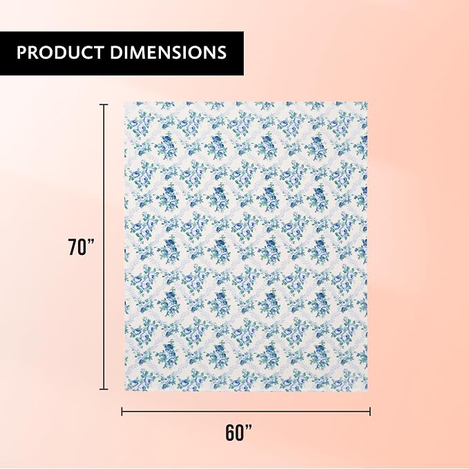 Jessica Simpson Oversized 60"X70" Plush Throw Blanket, Braelyn Blue Roses