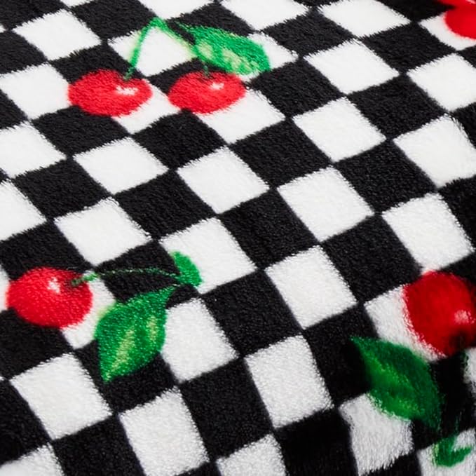 Betsey Johnson - Oversized Throw Blanket 50x70, Ultra-Soft Plush Bedding for Couch or Bed, Cozy & Lightweight, Soft Blanket with Cherry Checker Print (Red)