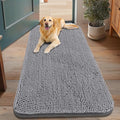 Smiry Dog Door Mat for Muddy Paws 48x30, Absorbent Dirt Trapper, Non-Slip Washable Chenille Entryway Rug for Inside Floor, Grey, Classic Solid