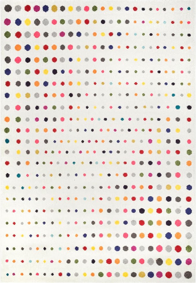 nuLOOM Dorie Multicolor Polka Dot Power Loomed Area Rug, 4' x 6' | Nuloom Dorie Polka Dot 4' x 6' Area Rug for Living Room Bedroom Dining Room, Multicolor