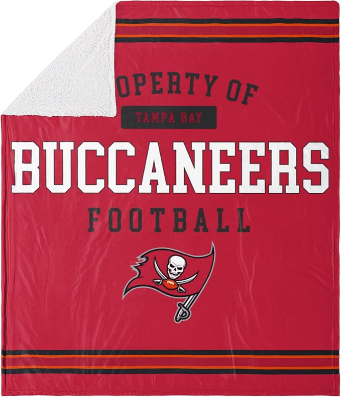 FOCO Tampa Bay Buccaneers NFL Team Property Of Sherpa Fleece Blanket