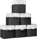 11x11 Inch Cube Storage Bins, 6 Pack Fabric Storage Cubes for Shelves, Cube Organizer Bins with Handles, Cloth Cubby Storage Bins for Home(White/black)