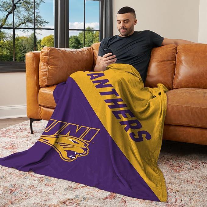 Northwest NCAA Silk Touch Throw Blanket, Ultra Soft Plush Polyester, Lightweight Warm Decorative Fan Gift, 46 x 60 in