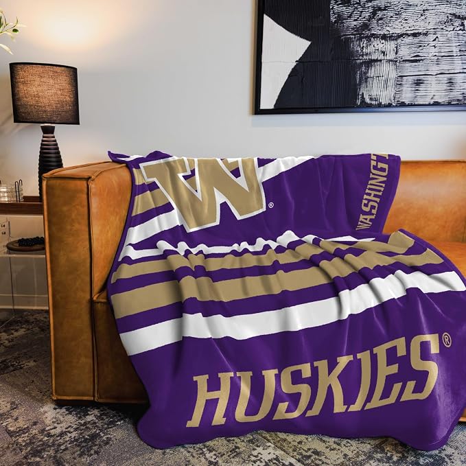 Logo Brands NCAA Raschel Throw Blanket – 50 x 60 Soft Fleece Blanket, Officially Licensed Collegiate Design, Cozy Throw for Tailgating, Game Day, & Home Décor