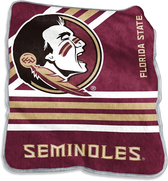 Logo Brands NCAA Raschel Throw Blanket – 50 x 60 Soft Fleece Blanket, Officially Licensed Collegiate Design, Cozy Throw for Tailgating, Game Day, & Home Décor