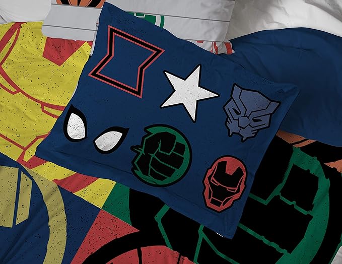 Marvel Avengers Full Size Comforter Set 7 Piece Kids Bedding, Multi | Captain America, Bed in a Bag, Comforter Sheets Shams Pillowcases, Soft Microfiber, Machine Washable, Boys Gift