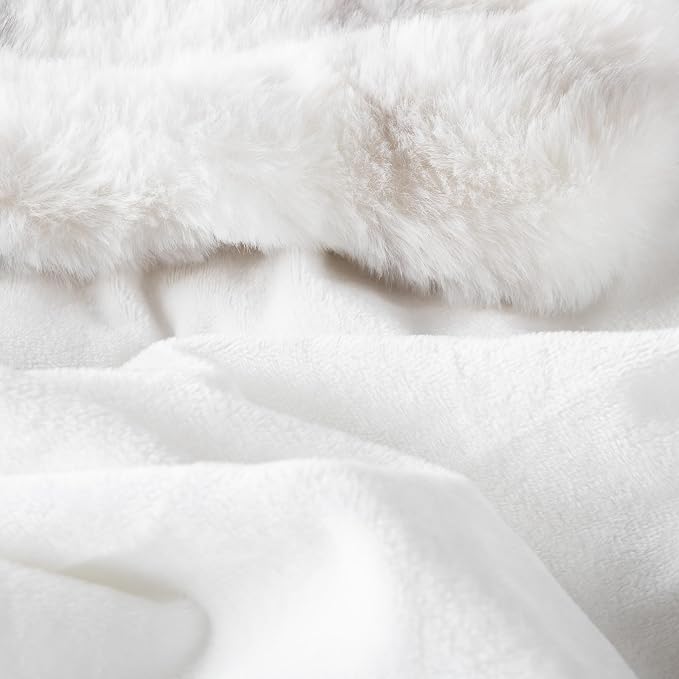 Lavish Home Oversized Ruched Faux Fur Blanket - 60x80-Inch Jacquard Faux Fur Queen-Size Throw for Sofas and Beds - Luxurious Bedding (Gray) | Machine Washable Jacquard Faux Fur Queen Size Throw for Sofas and Beds, Luxurious Bedding