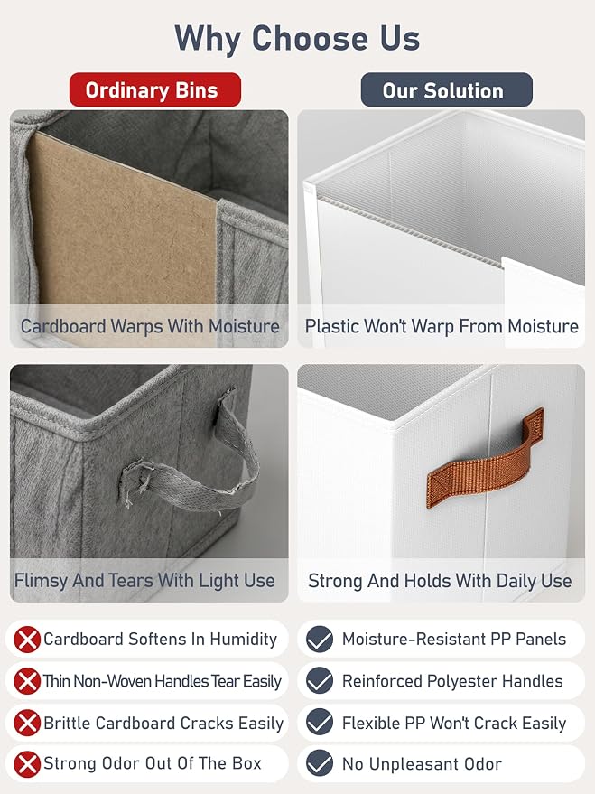 6 Pack Large Closet Storage Baskets Bins for Shelves, Collapsible Fabric Closet Organizers and Storage with Polyester Handles, Decorative Baskets for Organizing Clothes, Towels, Linen Closet 16x12x10"